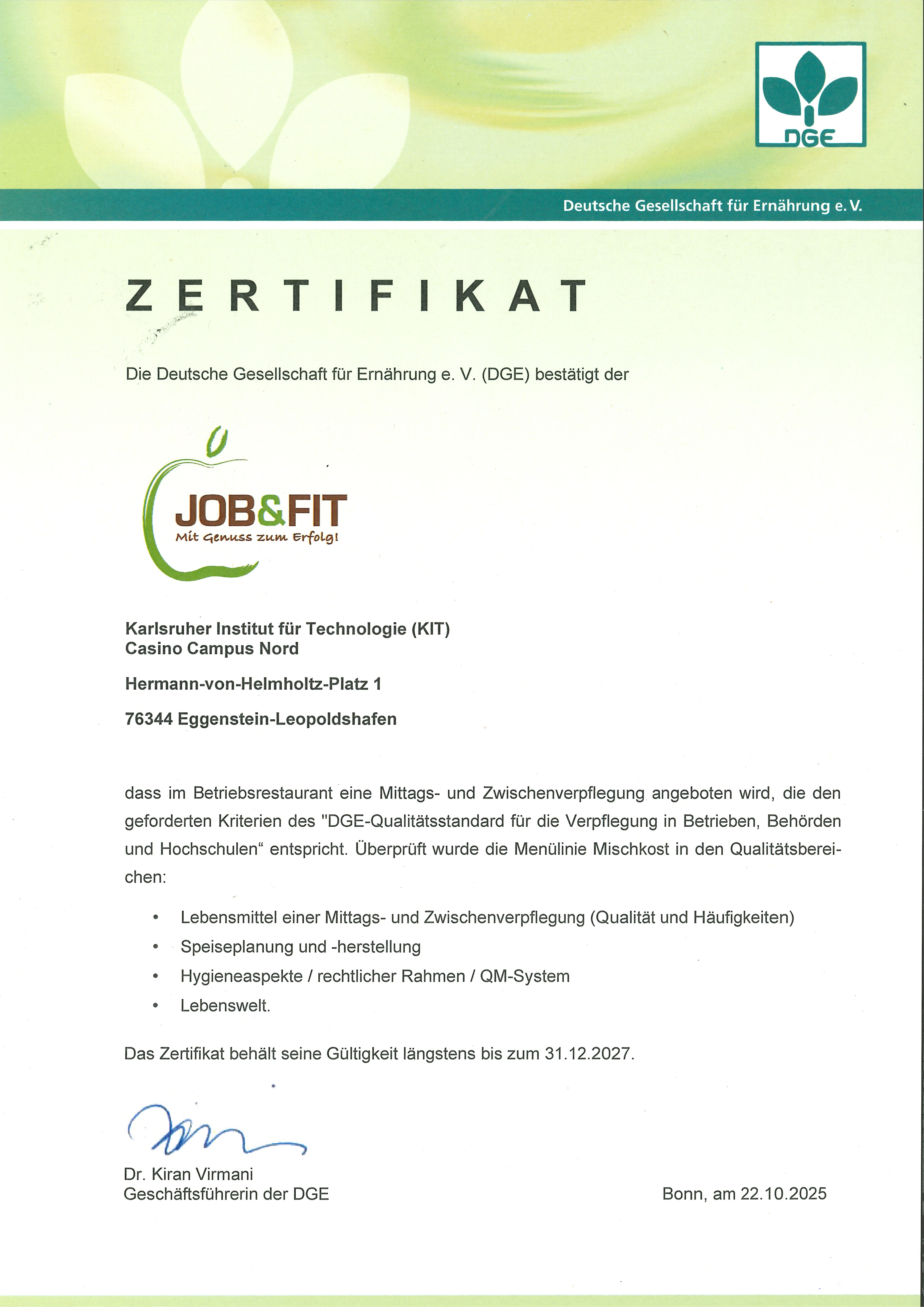 JOB&Fit Zertifikat 2025